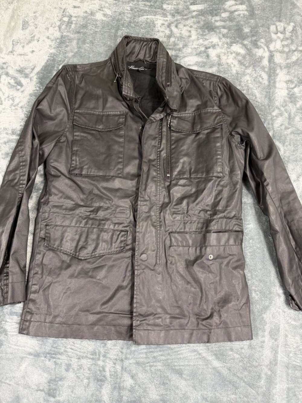 Kenneth Cole New York Mens Black Utility Jacket M Cotton Blend